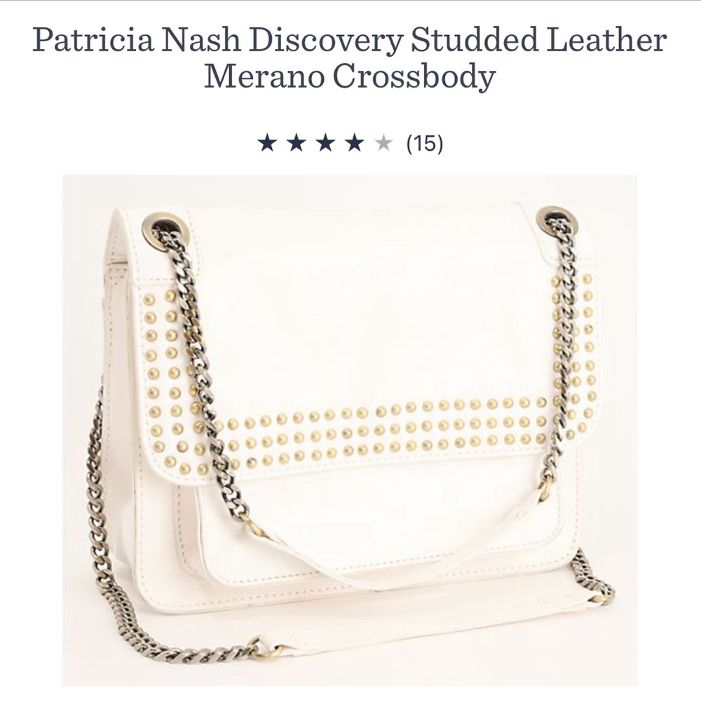 NWT Patricia Nash Discovery Studded Leather Merano Crossbody- WHITE